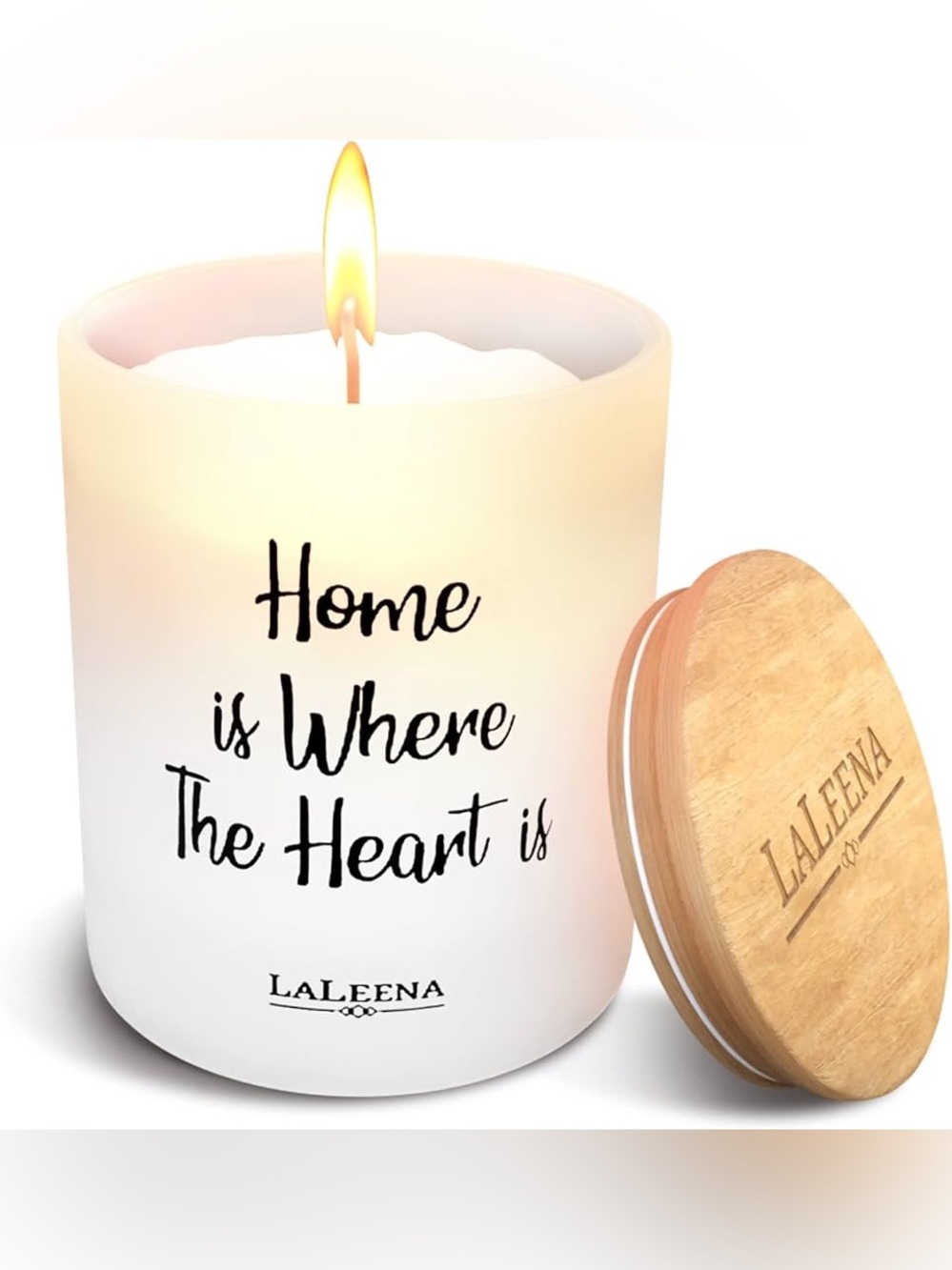 LaLeena "Home is Where The Heart is" White Ocean Breeze Scented Pillar Candle - Picture 2 of 10
